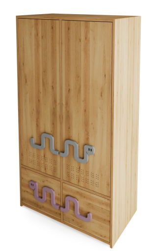 Snake wardrobe - solid, oiled alder wood